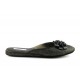 women's slippers VICTORIAN silver pinstripe gleam  black leather (black jewel)